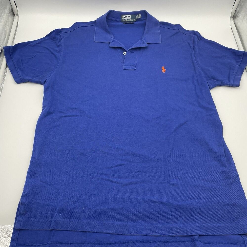 Polo Ralph Lauren Men’s Classic Fit Polo Shirt Blue Short With Orange Pony Large